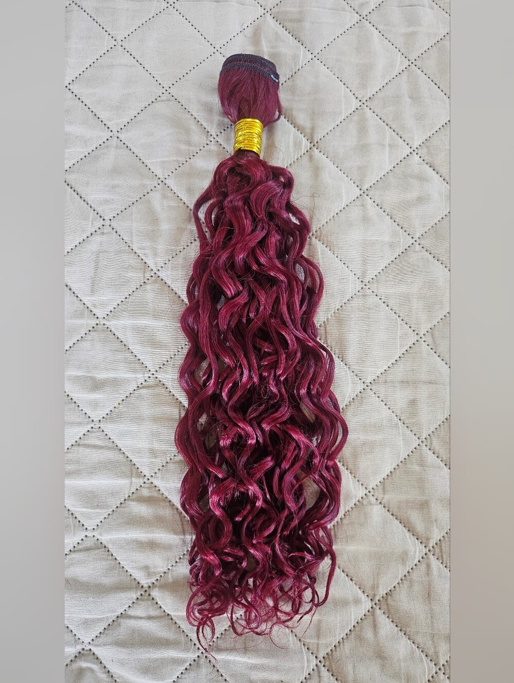 Burgundy Weave Hair Extension, wave JC 14 inches long. Synthetic hair